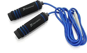 Generic Jump rope with foam handle for fitness Weight-bearing, Steel Wire, Tangle-Free With Ball Bearing Rapid, for Fitness Workout - Blue