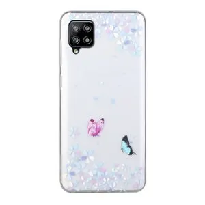 For Samsung Galaxy A12 Transparent TPU Protective Case(Flower Butterfly)