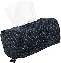 Assafco Car Leather Tissue Holder Black Sewing Blue