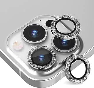 Keendex KX 2671 Glass Screen Camera Lens Protector For Iphone 13 Pro Max with Glitter Design - Silver