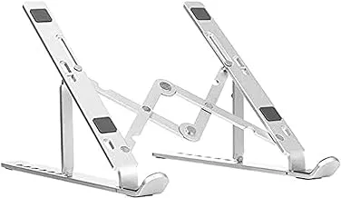 Aluminum Adjustable Height Laptop Stand Compatible All 10-17in - Silver