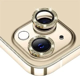 Keendex KX 2662 Glass Screen Camera Lens Protector For Iphone 13 with Glitter Design - Gold