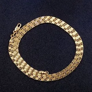 Gold Color Flat Chain Necklace For Women Men Jewelry Collares