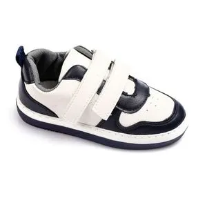 Roadwalker Bi-Tone Kids Velcro Sneakers - White & Navy Blue