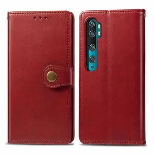 لهاتف Xiaomi Mi CC9 Pro / Xiaomi Mi Note 10 Global ENKAY Hat-Prince Litchi Texture حافظة جلدية بطية أفقية مع فتحات للبطاقات (أحمر)