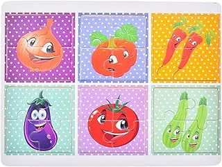 Generic Wooden Rectangle Puzzle Board With Vegetables Design To Develop Kids Skills Set Of 24 Pieces 30x25 CM - Multi Color