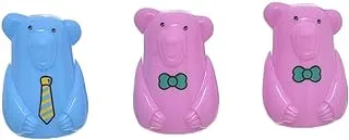 TR-3073 Manual Pencil Sharpener with Shell Prom Bear Shape Pack of 3 Pieces - Pink Blue