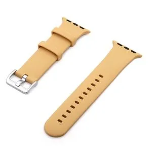 Silver Buckle Silicone Replacement Strap Watchband For Apple Watch Series 7 45mm / 6 & SE & 5 & 4 44mm / 3 & 2 & 1 42mm(Walnut)