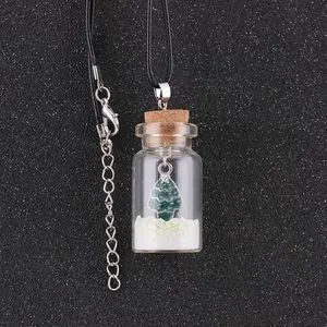 Christnas Luminous Tree Seat Gl Bottle Pendant Necklace For Women Gifts