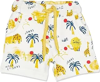 lovely land baby-boys Giraffs, Lions & Palm Trees Side Pockets Baby Boys Shorts - White, Navy Blue & Mustard Casual Shorts