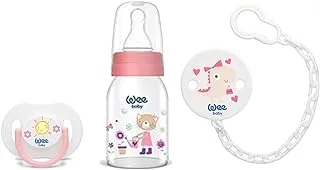 Wee Baby Classic Glass Bottle 150 ml + Baby soother (0-6) + Soother chain