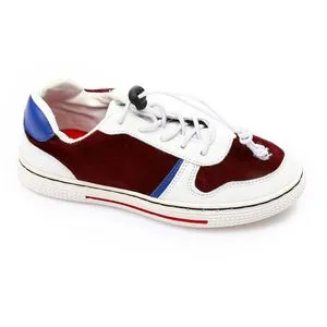 Roadwalker Tri-Tone Lace Up Rubber Sole Sneakers - White, Burgundy & Blue