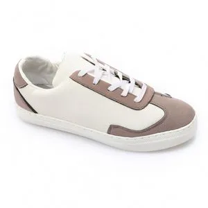 Hammer Leather & Nubuck Lace Up Sneakers - White & Dark Grey