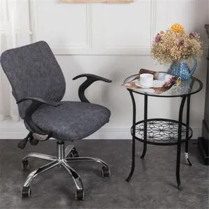 Stretch Office Chair Seat Cover Slipcover Round Square 38 Dark Grey