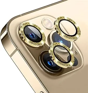 Keendex KX 2665 Glass Screen Camera Lens Protector For Iphone 13 Pro with Glitter Design - Gold