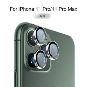 Metal Glass Camera Lens Ring Cover For IPhone 11 Pro Max Screen Protector High Clear Camera Protector Glass For IPhone 11 2019(#Silver For 11 11pro) HUA