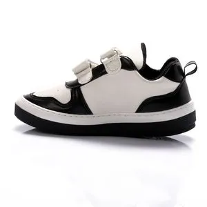 Roadwalker Bi-Tone Kids Velcro Sneakers - White & Black