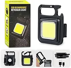 Tiokkss COB Small Flashlights Rechargeable 1000 Lumens Keychain Mini Flashlight 4 Light Modes Portable Pocket Light with Folding Bracket Bottle Opener and Magnet Base for Camping Fishing