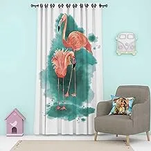 Shatta Flamingo Birds Print Curtain 04 Rings One Side