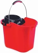 Maya Rectangular Bucket with Wringer 16 L with Metal Handle Red 09085