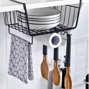 Versatile Mesh Basket Under Shelf For Organization And Storage In The Kitchen And Pantry.