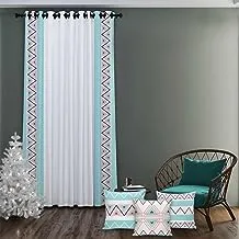 Shatta Fabrics and Curtains Sha Curtain Geometric Pattern Print Aqua Blue 34 Stripe One Side