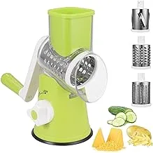 Homgen 3 in 1 Handheld Vegetable Slicer Set, Multifunctional Vegetable Mandoline Slicer and Rotary Manual Grater with 3 Cutting Blades