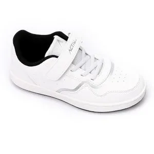 Activ Kids Lace Up & Velcor Leather Sneakers - White