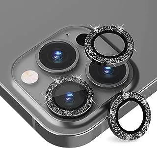 Keendex KX 2666 Glass Screen Camera Lens Protector For Iphone 13 Pro with Glitter Design - Black