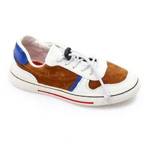 Roadwalker Tri-Tone Lace Up Rubber Sole Sneakers - White, Havana & Blue