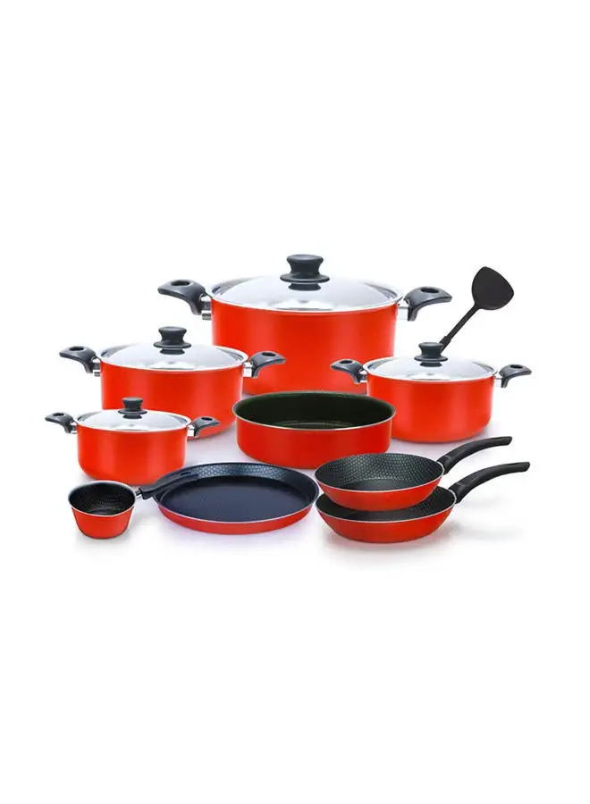 TRUEVAL Kitchen Cooking Set 14 Pcs (pot 18-20-22-26 frying pan 18-24 oven tray 26- casserole 16- pizza tray 26 - distribution)