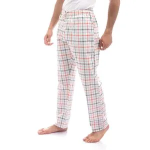 kikoi Elastic Waist Regular Fit Pajama Bottom - Off White & Olive