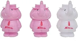 SBEIQI AWH-067 BQ-816 Manual Pencil Sharpener with Shell Mr. Elephant Shape Pack of 3 Pieces - Pink Grey