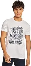 Premoda Fancy Short Sleeve Regular Fit Graphic Printed Cotton T-Shirt With Crew Neck for Men, White, XL