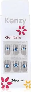 KENZY GEL NAILS ترسم عين زرقاء باللون الرمادي لجميع الأصابع 24 قطعة