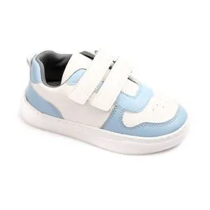 Roadwalker Bi-Tone Kids Velcro Sneakers - White & Baby Blue