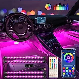 Keepsmile Interior Car Lights Keepsmile Car Accessories Car Led Lights APP Control with Remote Music Sync Color Change RGB Under Dash Car Lighting with Car Charger 12V 2A LED Lights for Car (RGB)