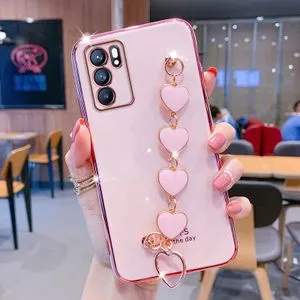 جراب لهاتف OPPO Reno 6 4G 5G 6Z Pro Girly Style تصفيح مضاد للسقوط غلاف حب لطيف