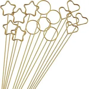 30PCS Metal Wire Floral Place Card Holder,Photo Clip Flower Card Holder Metal for Shower Party Favor(Round,Star,Heart)