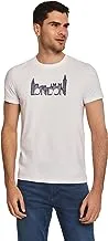 Premoda Fancy Short Sleeve Slim Fit Graphic Printed Cotton T-Shirt With Crew Neck for Men, White, L