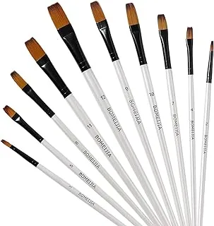 Art Paint Brushes Set, 12 PCS Nylon Professional Flat Paint Brushes for Watercolor, Oil Painting, Acrylic, Face Body Nail Art, Crafts, Rock Painting