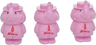 SBEIQI BQ-816 Manual Pencil Sharpener with Shell Mr. Elephant Shape Pack of 3 Pieces - Pink