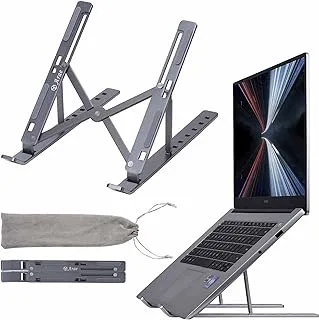 Arae Laptop Stand for Desk, Adjustable Ergonomic Portable Aluminum Laptop Holder, Foldable Computer Stand 7 Angles Anti-Slip Laptop Riser Compatible with 9-15.6 inch Laptops, Gray