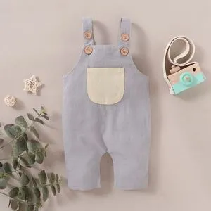 Fashion Toddler Baby Boys Lightweight Overalls Bib Pants -Light Grey