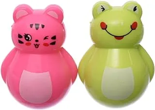 Kian 2022 High Quality Sharpener With Animals Design Pack of 2 Pieces For School, Student, office - Fuchsia Green