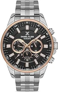 Daniel Klein Analog Black Dial Men's Watch-DK.1.13274-4, Silver Pink Rose Gold, strap