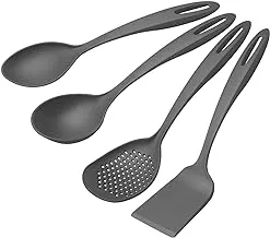 Tramontina 1880/25199/601 Ability High Quality Nylon Utensil Set (Serving Spoon, Spatula, Skimmer, and Ladle), 4 Pieces - Gray