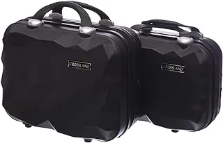 CROSSLAND Set of 2 Pcs Black Makeup Suitcase Hard Shell Cosmetic Bag