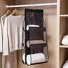 JENY Hanging Handbag Organizer Dust-Proof Storage Holder Space Saver Wardrobe Tidy Closet Purse Rack Hanger Clutch with 6 Larger Pocket Homewares Nonwoven Foldable Universal (Black)