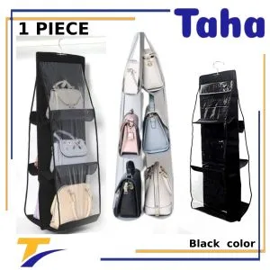 Offer Taha Bag Organizer With Hanger, 6 Shelves Black Color 1 Piece